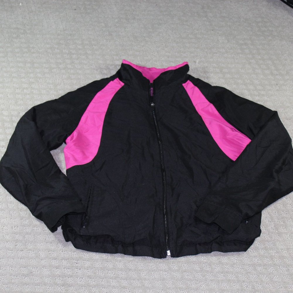 Tek Gear Size Large Black and Pink Windbreaker Jacket